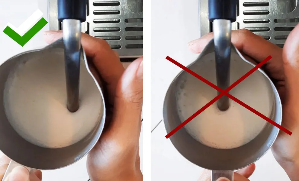 Espresso machine almond milk frothing: Using the Steam Wand
