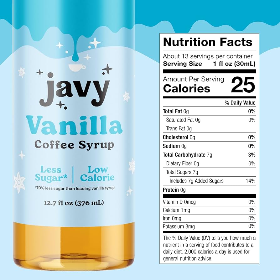 Javy Coffee Vanilla Syrup Nutritional Facts