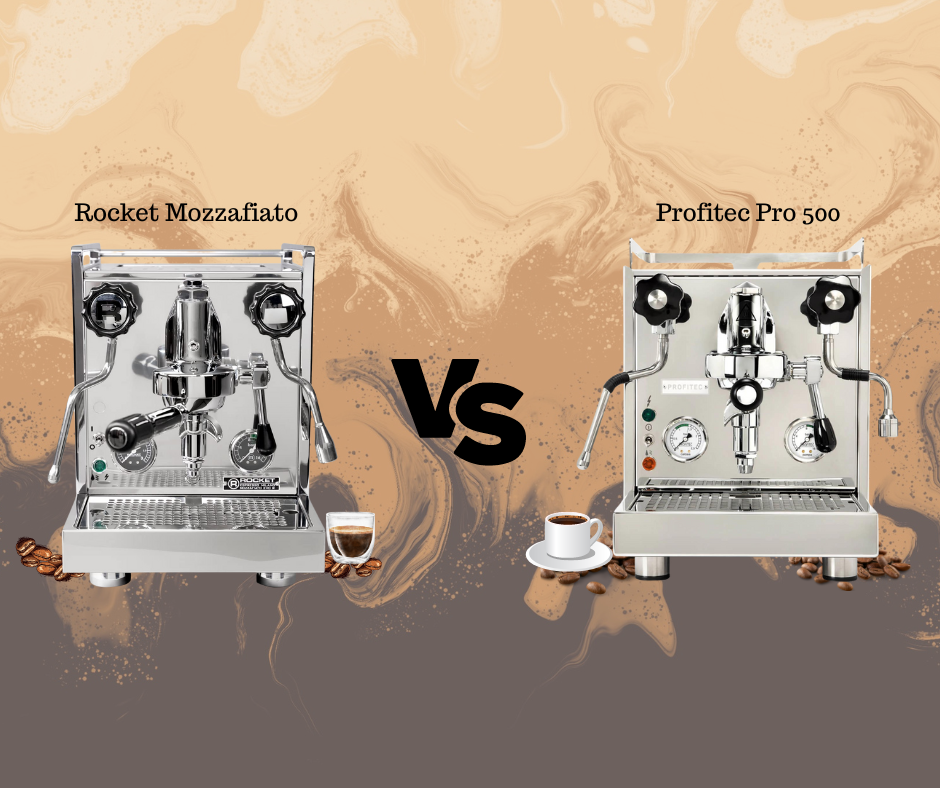 Side-by-side view of Rocket Mozzafiato and Profitec Pro 500 espresso machines