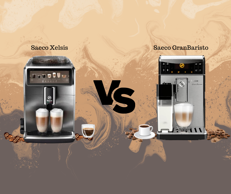 Saeco Xelsis vs. Saeco GranBaristo espresso machines side by side, showcasing their design and features