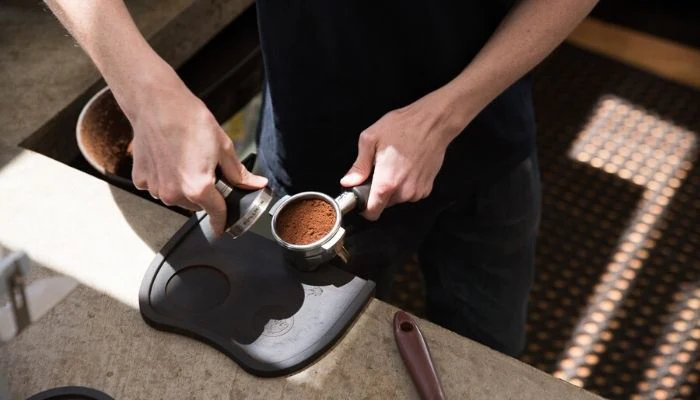 Grinding and Tamping the Coffee