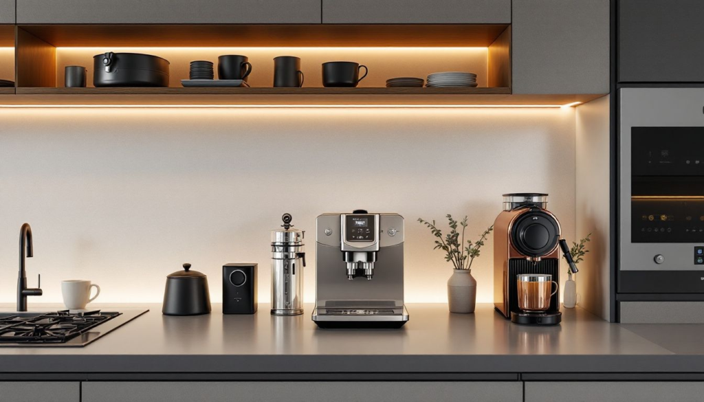 Comparison of different coffee makers, including one similar to William Sonoma coffee machine.