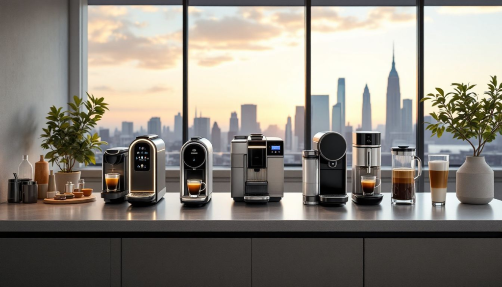 An array of various coffee makers representing the best options in 2024.