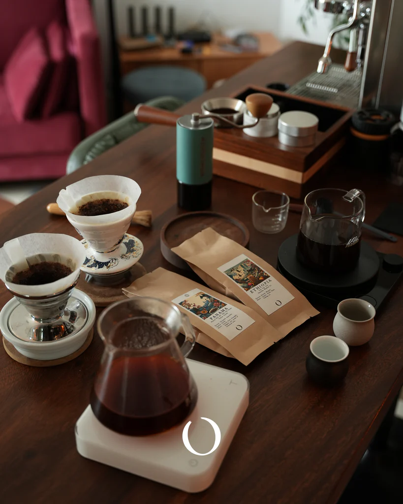 Tasting tray of Guatemala vs Colombia espresso shots
