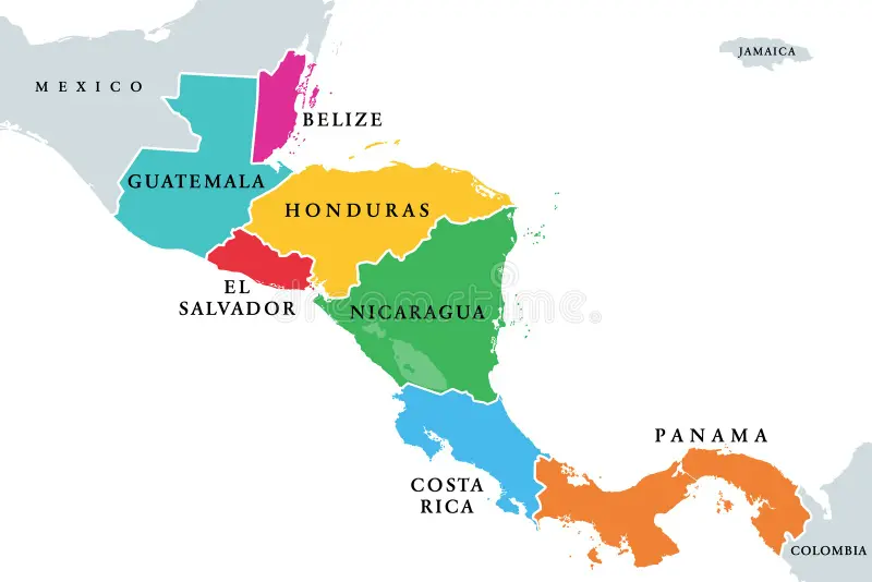 Map highlighting Brazil, Colombia, Guatemala, El Salvador, Honduras, Peru, Nicaragua