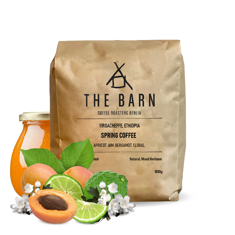Espresso labeled “Yirgacheffe – lemon blossom, bergamot, apricot”