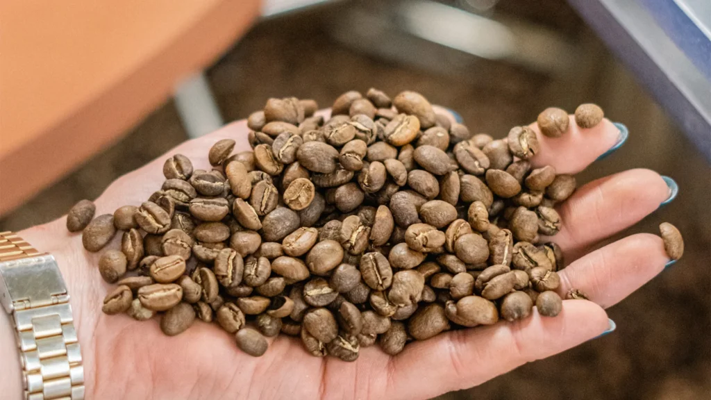 Barista tasting light roast espresso with notes listed on clipboard