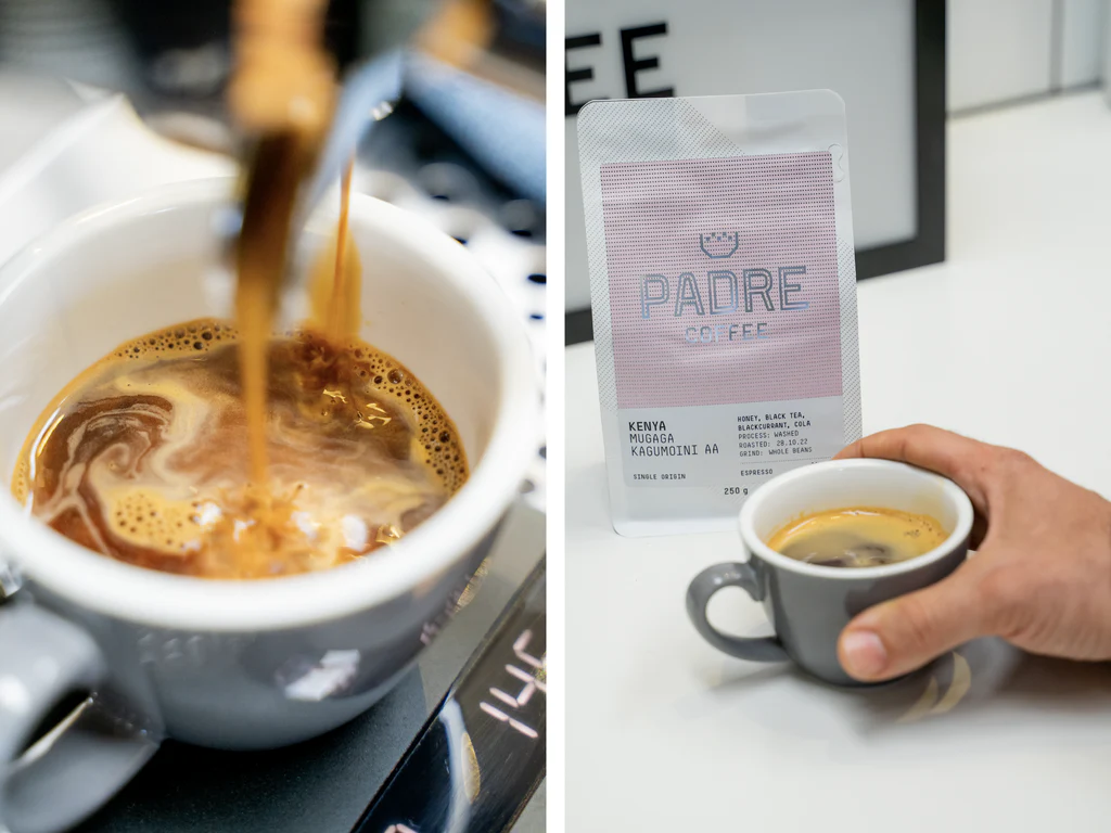 Espresso recipe card with Kenya-specific notes