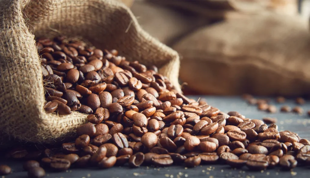 Bag of espresso blend listing Colombia as base component