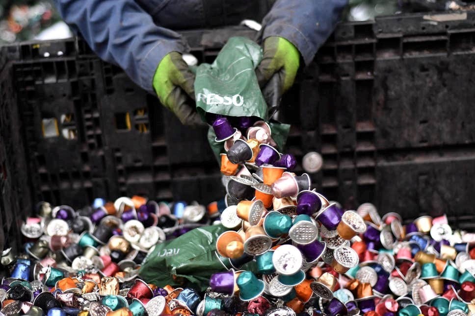 Nespresso aluminum capsule recycling.